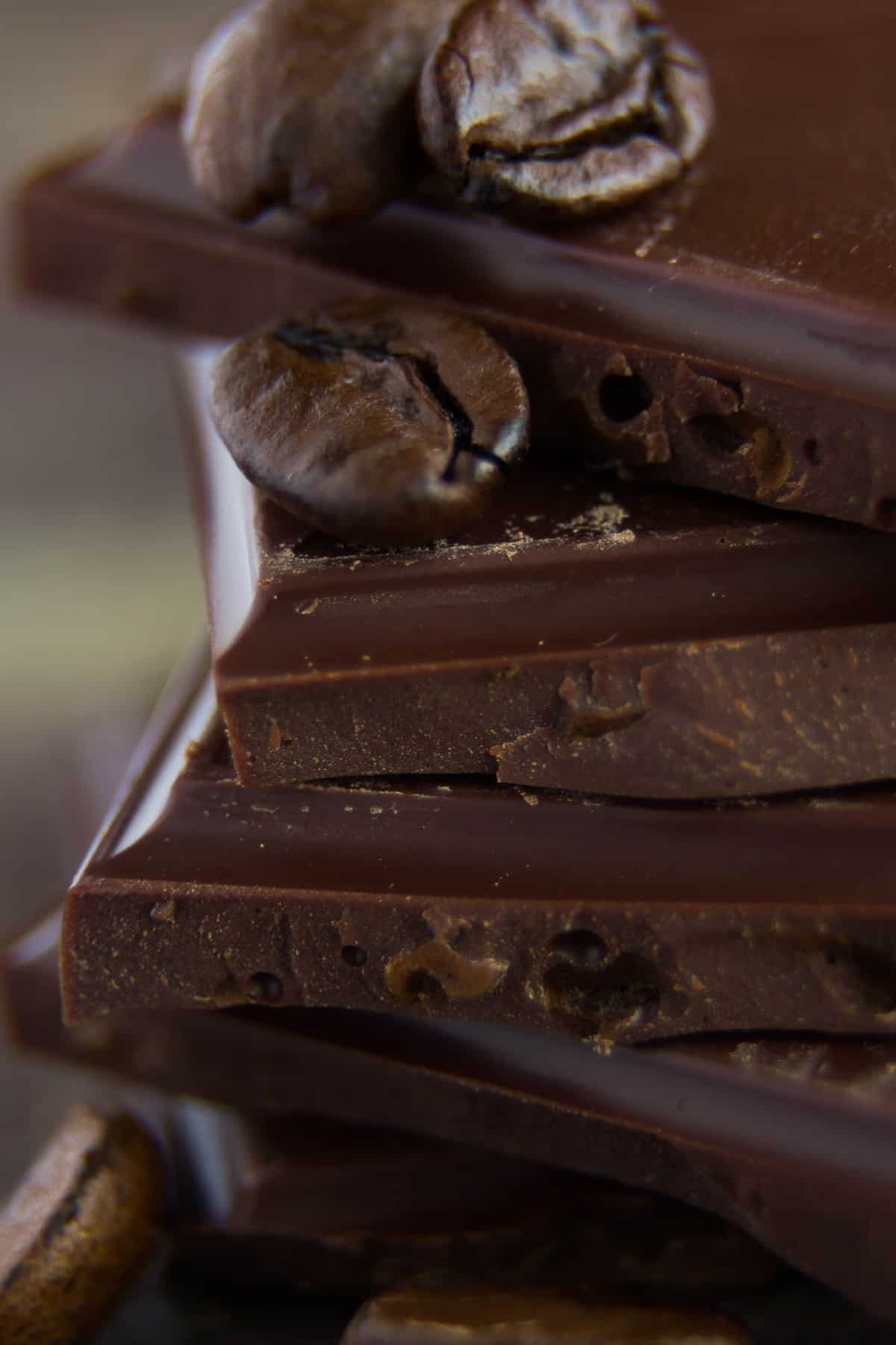 Stack of chocolate squares.