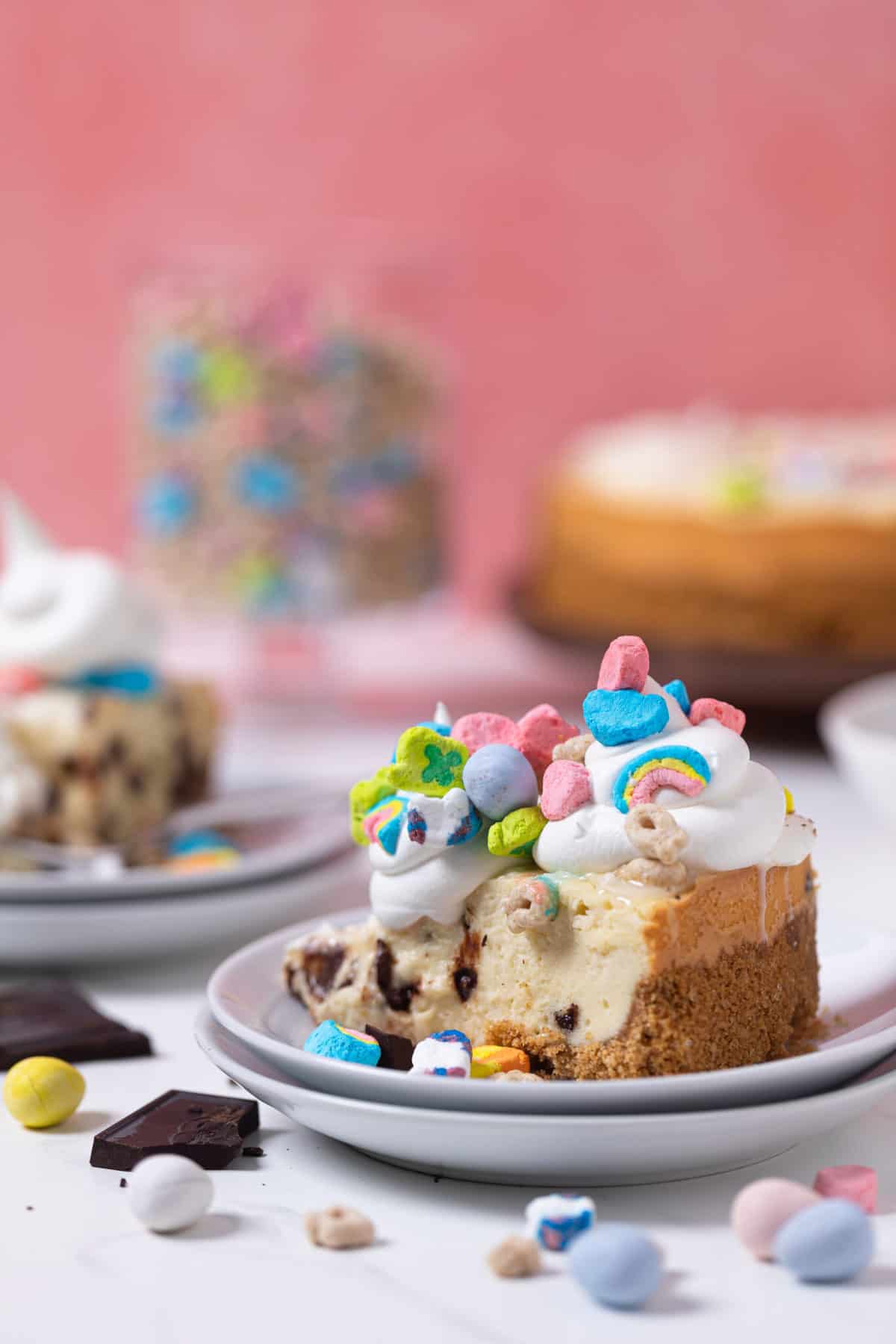 Chocolate Chip Lucky Charms Cheesecake 