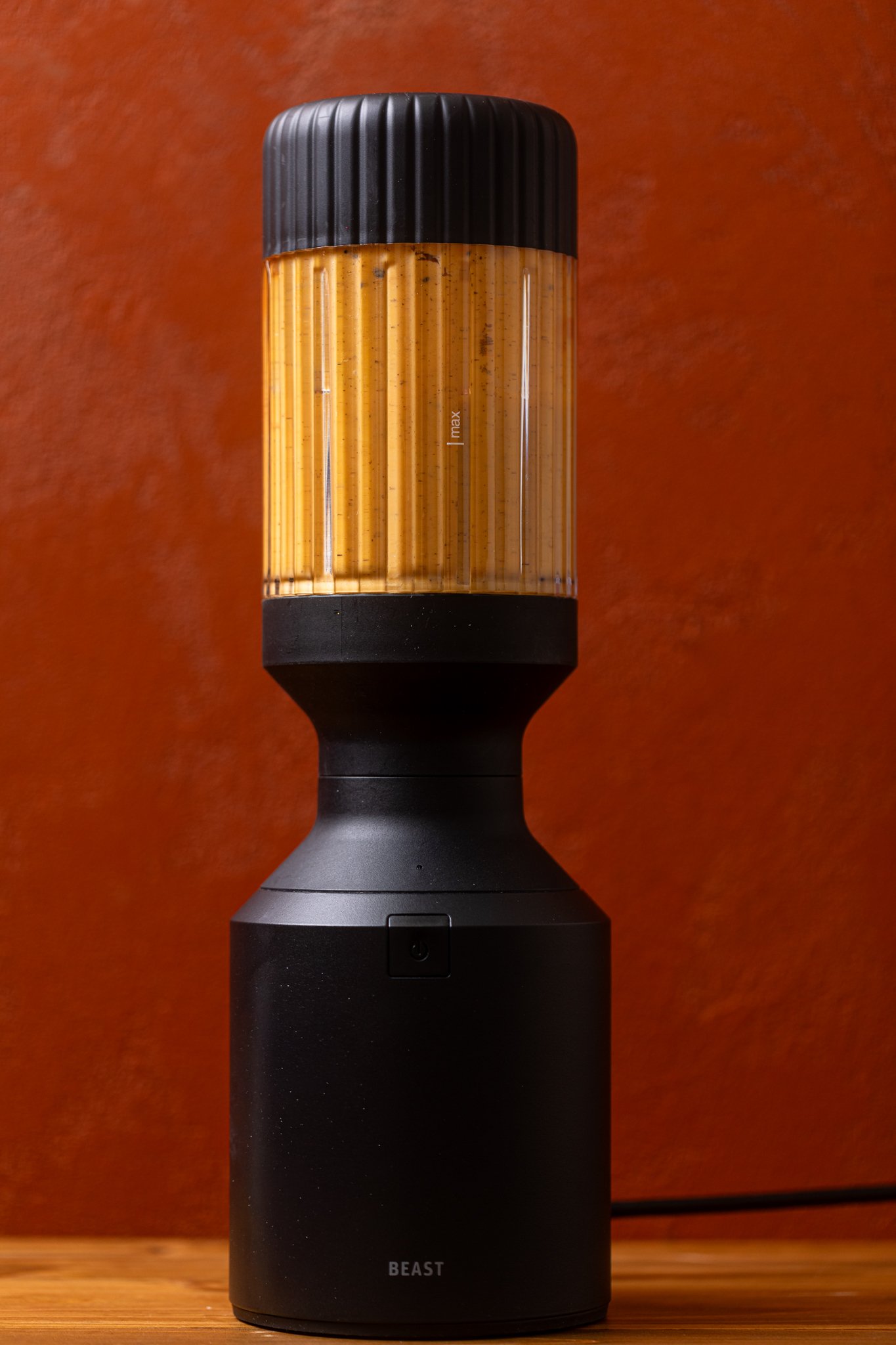 Sweet potato smoothie in a blender.