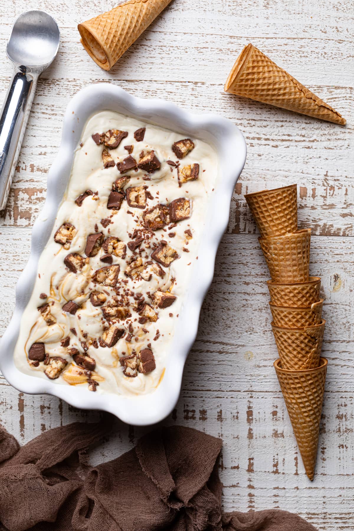Loaded No-Churn Snickers Ice Cream
