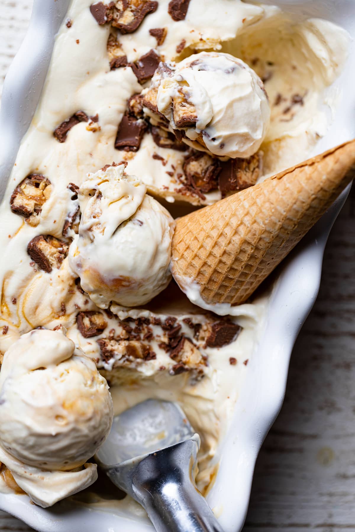 Loaded No-Churn Snickers Ice Cream