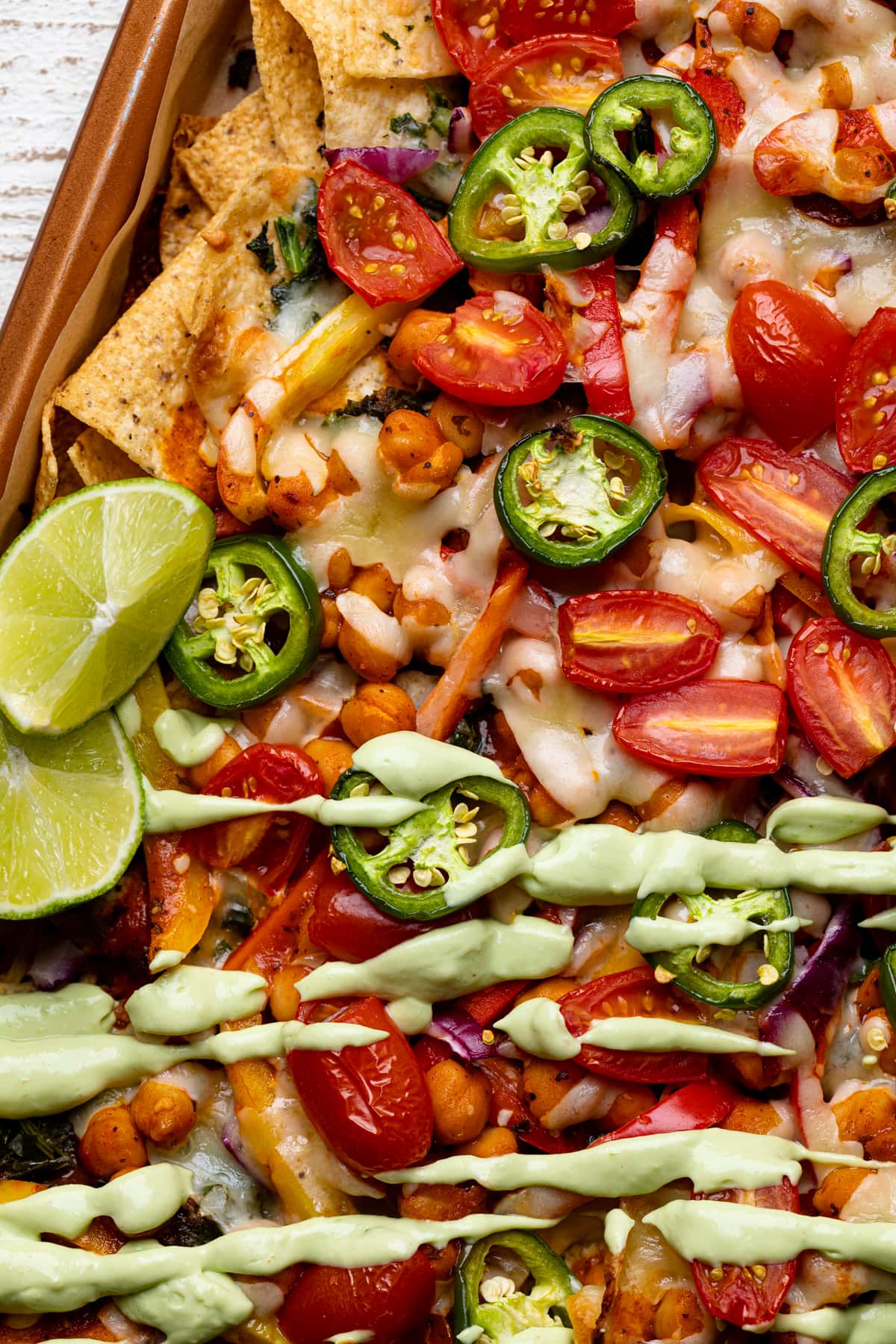 Sheet Pan Buffalo Chickpea Nachos