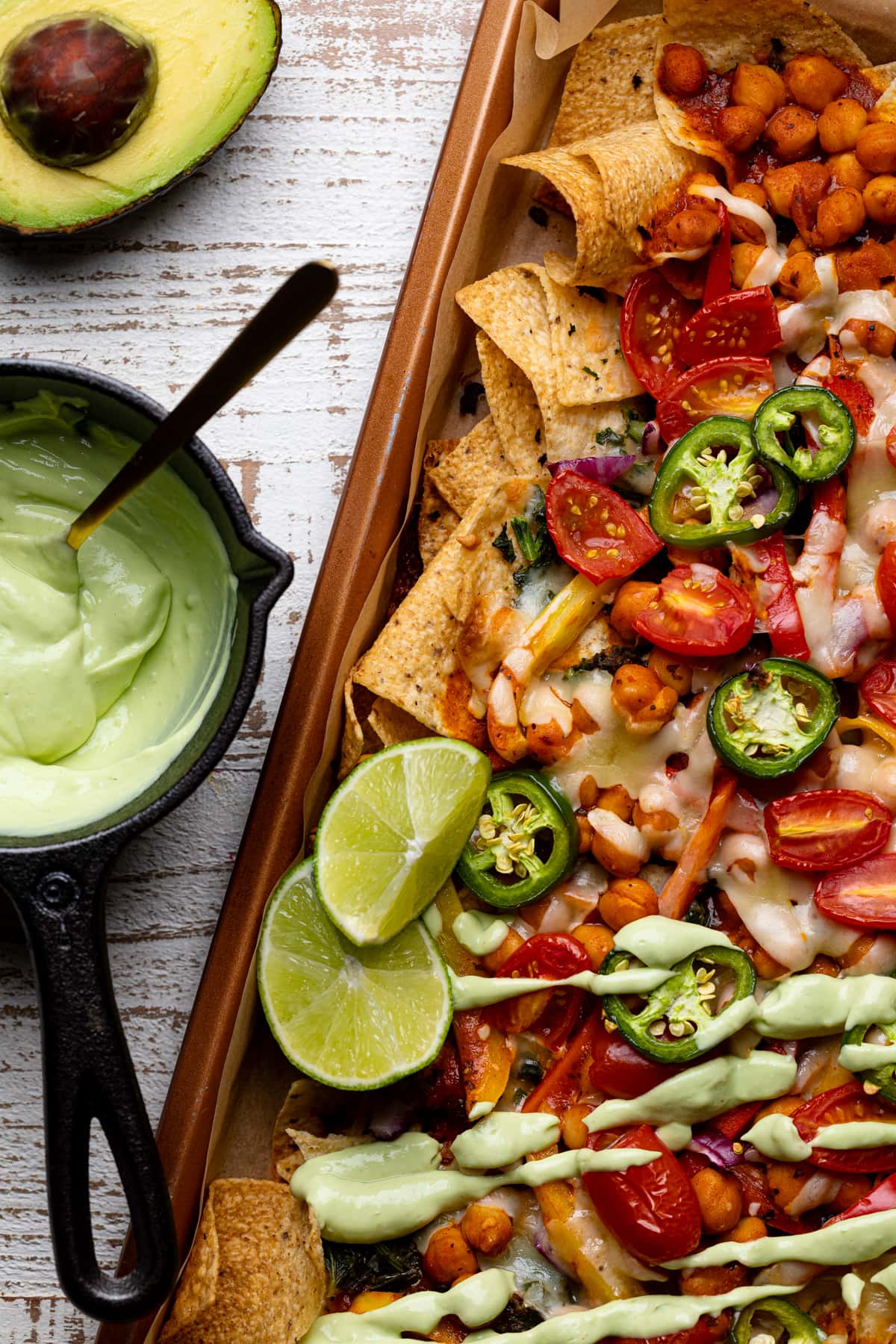 Sheet Pan Buffalo Chickpea Nachos