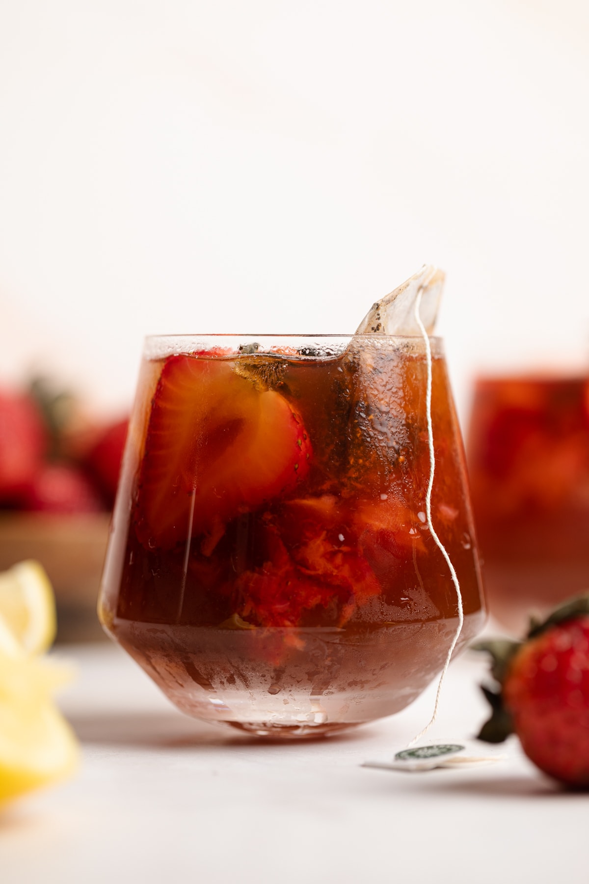 Small glass of Roasted Dandelion Strawberry Drink