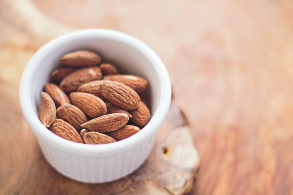 Small bowl of almonds.