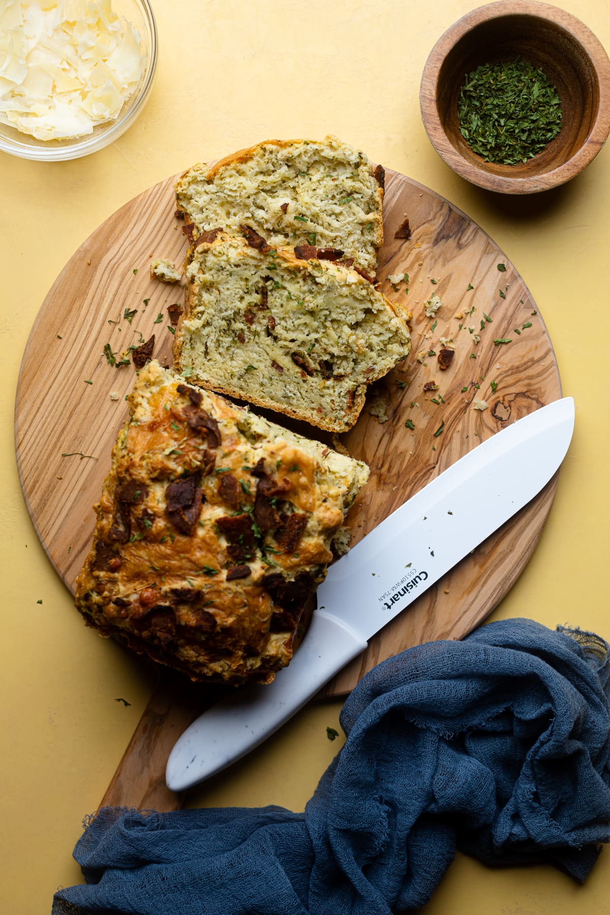 Loaded Cheddar Pesto Zucchini Bread with Bacon 