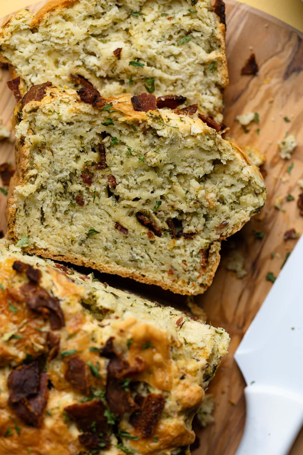 Loaded Cheddar Pesto Zucchini Bread with Bacon 