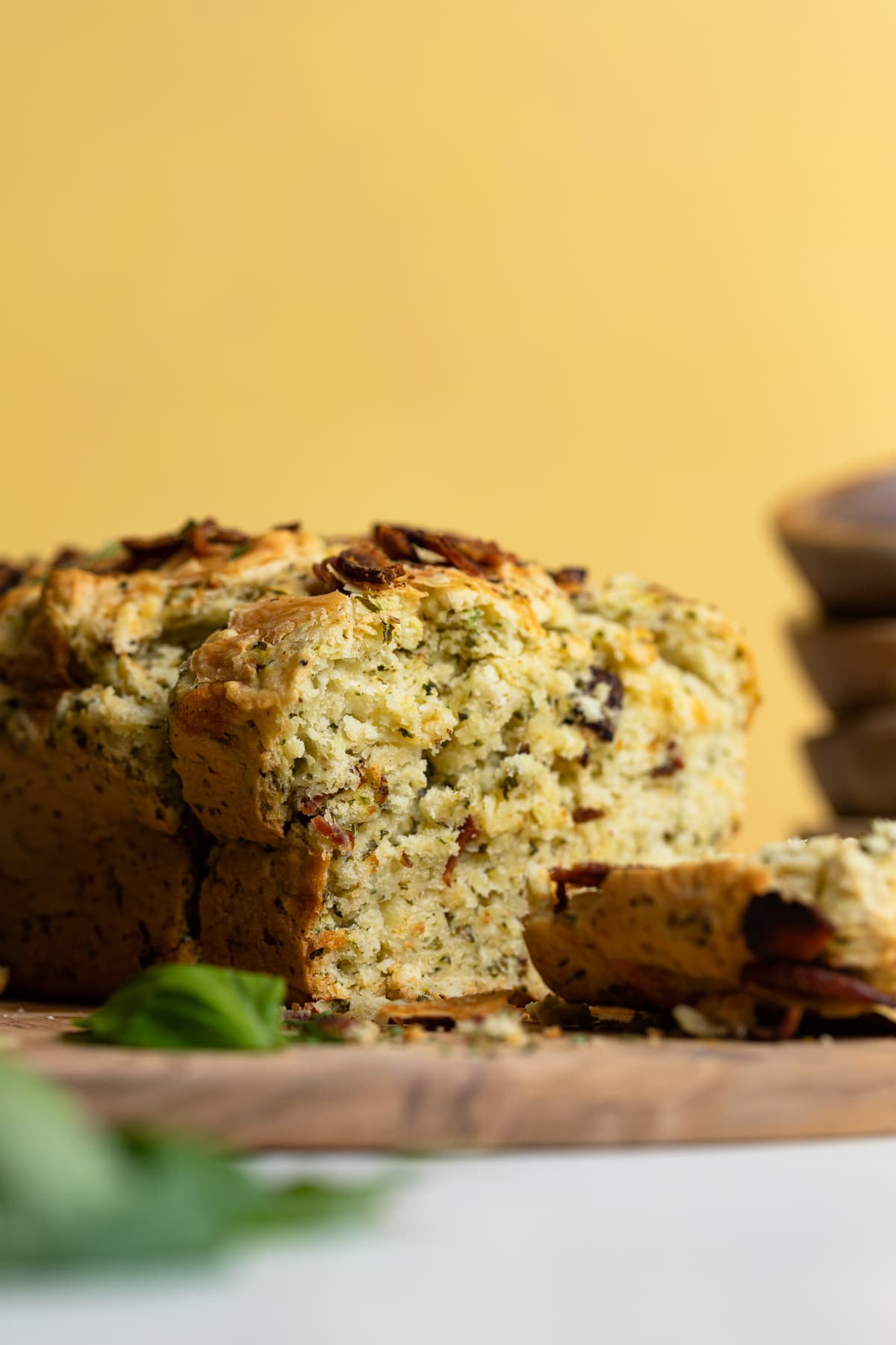 Loaded Cheddar Pesto Zucchini Bread with Bacon 