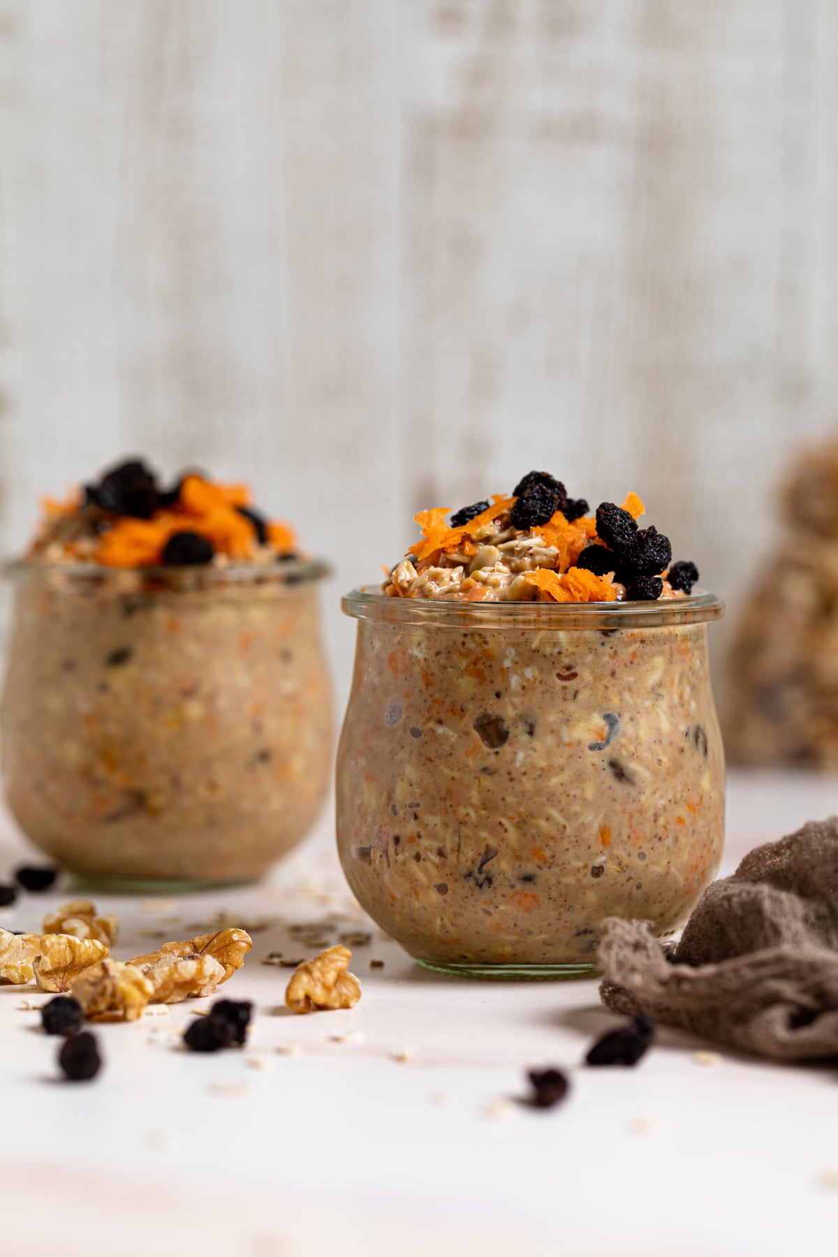 Two containers of Spiced Carrot Cake Overnight Oats