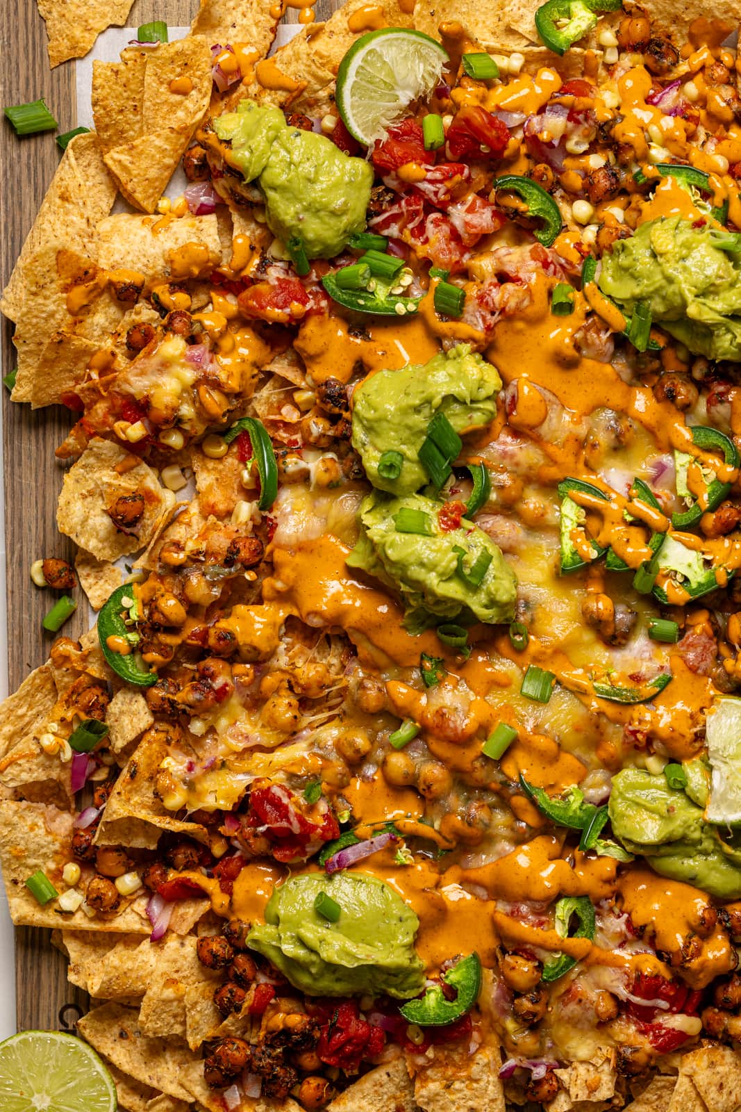 Up close shot of nachos.