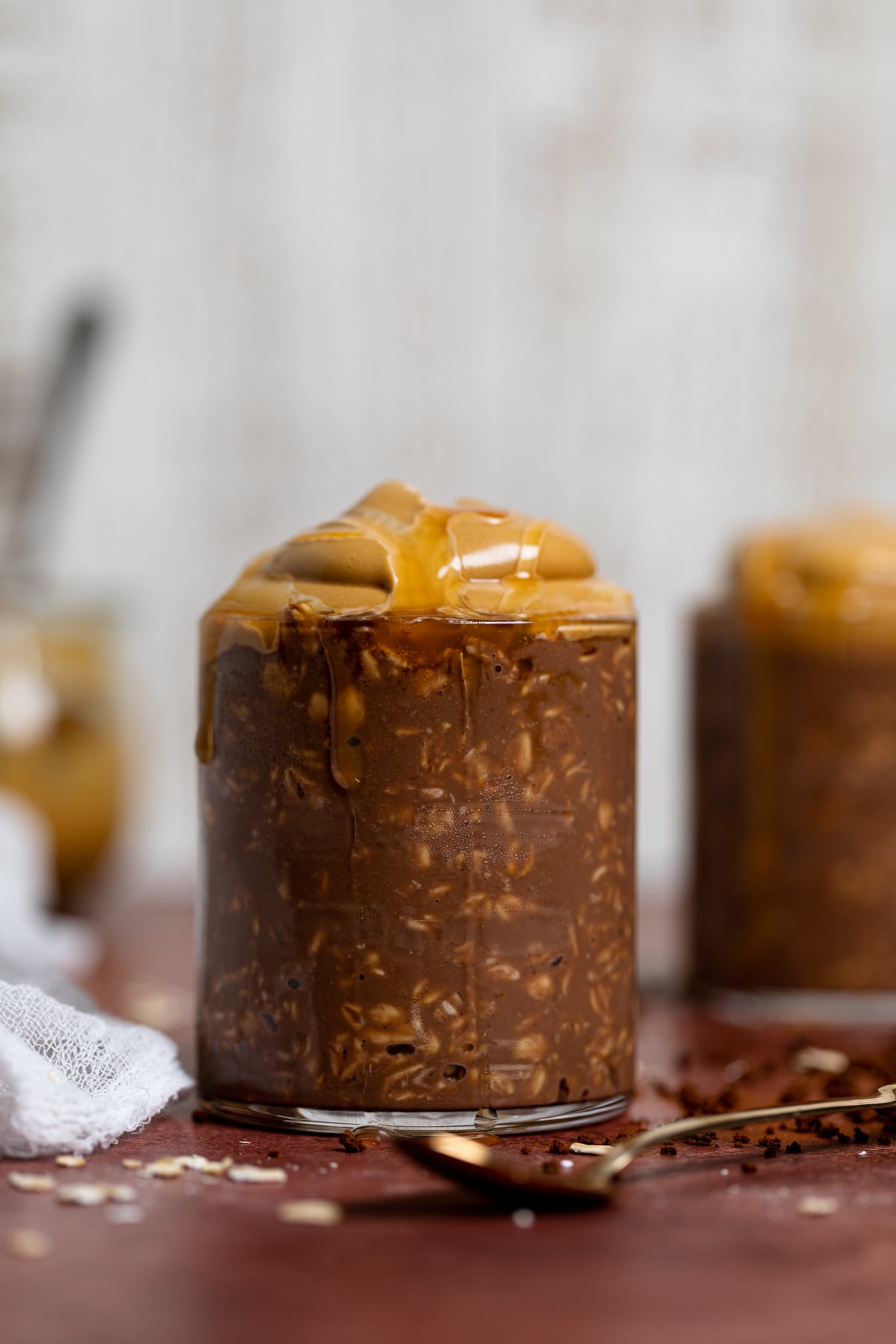 Caramel Mocha Overnight Oats with Whipped Coffee