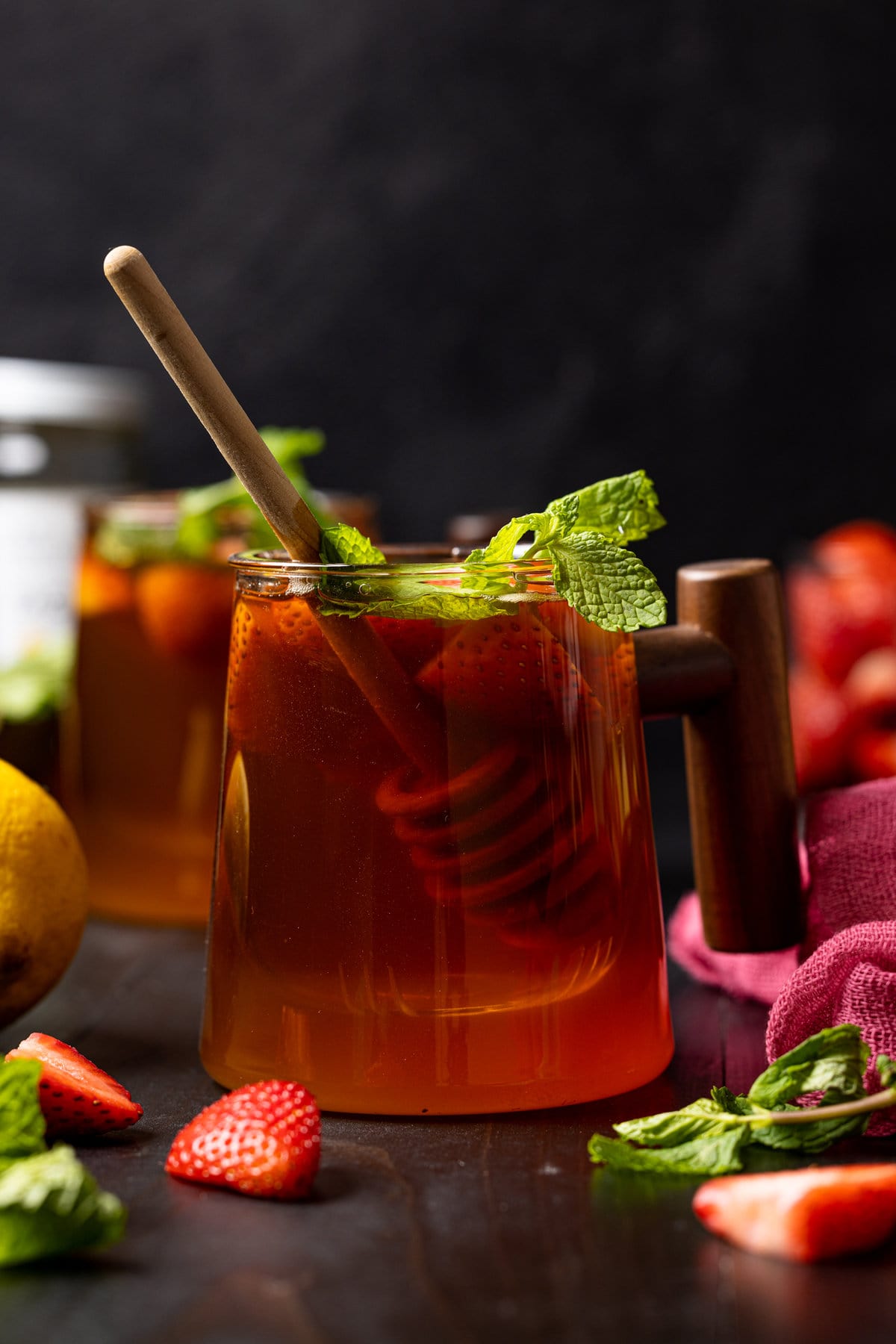 Glass of Roasted Dandelion Strawberry Tea