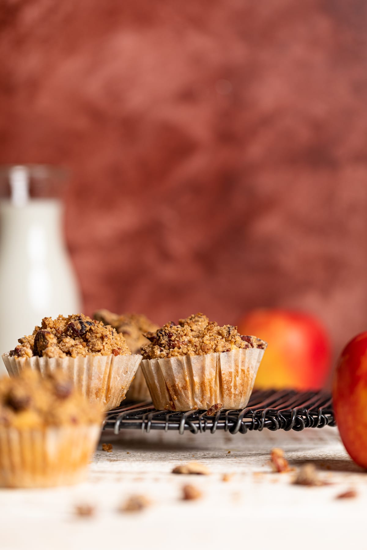 Vegan Apple Spice Muffins on a wire rack