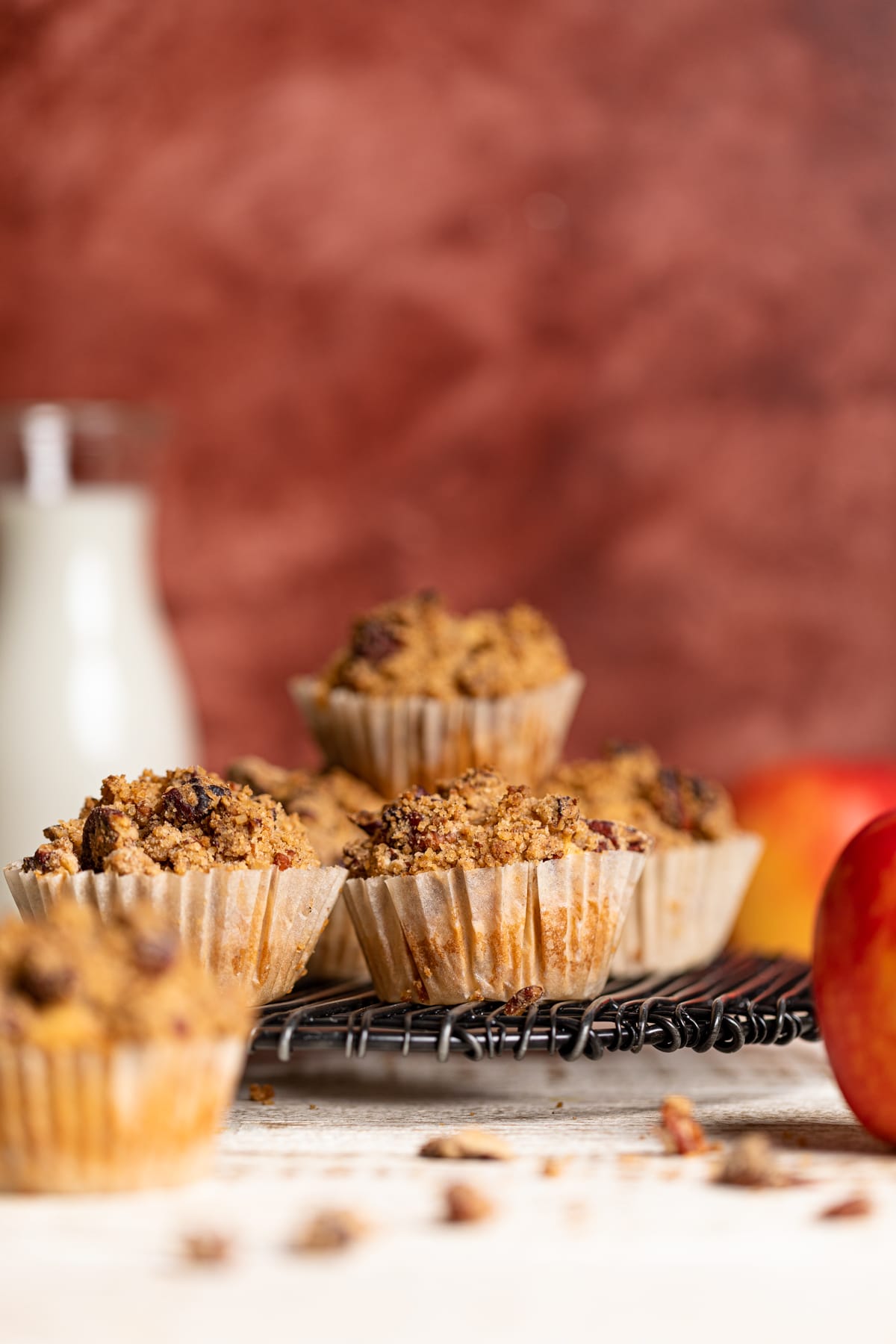 Vegan Apple Spice Muffins on a wire rack