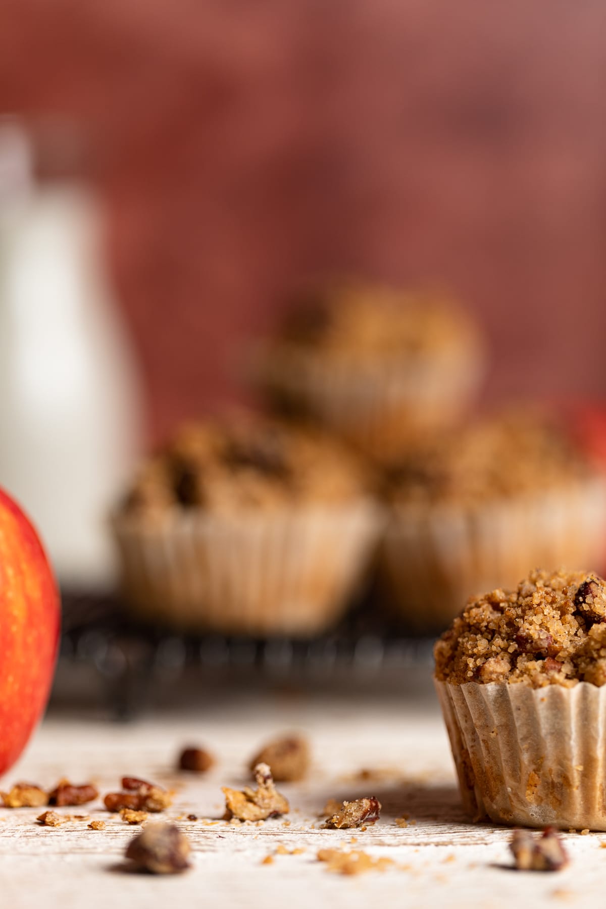 Vegan Apple Spice Muffin on a white table