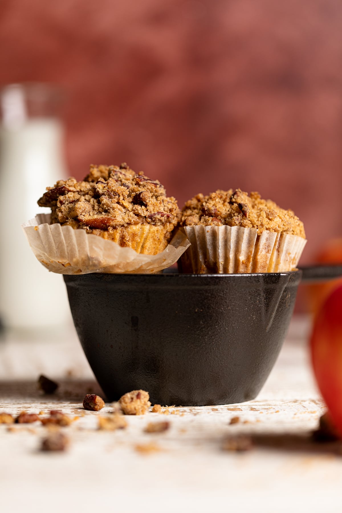 Vegan Apple Spice Muffins in a black bowl