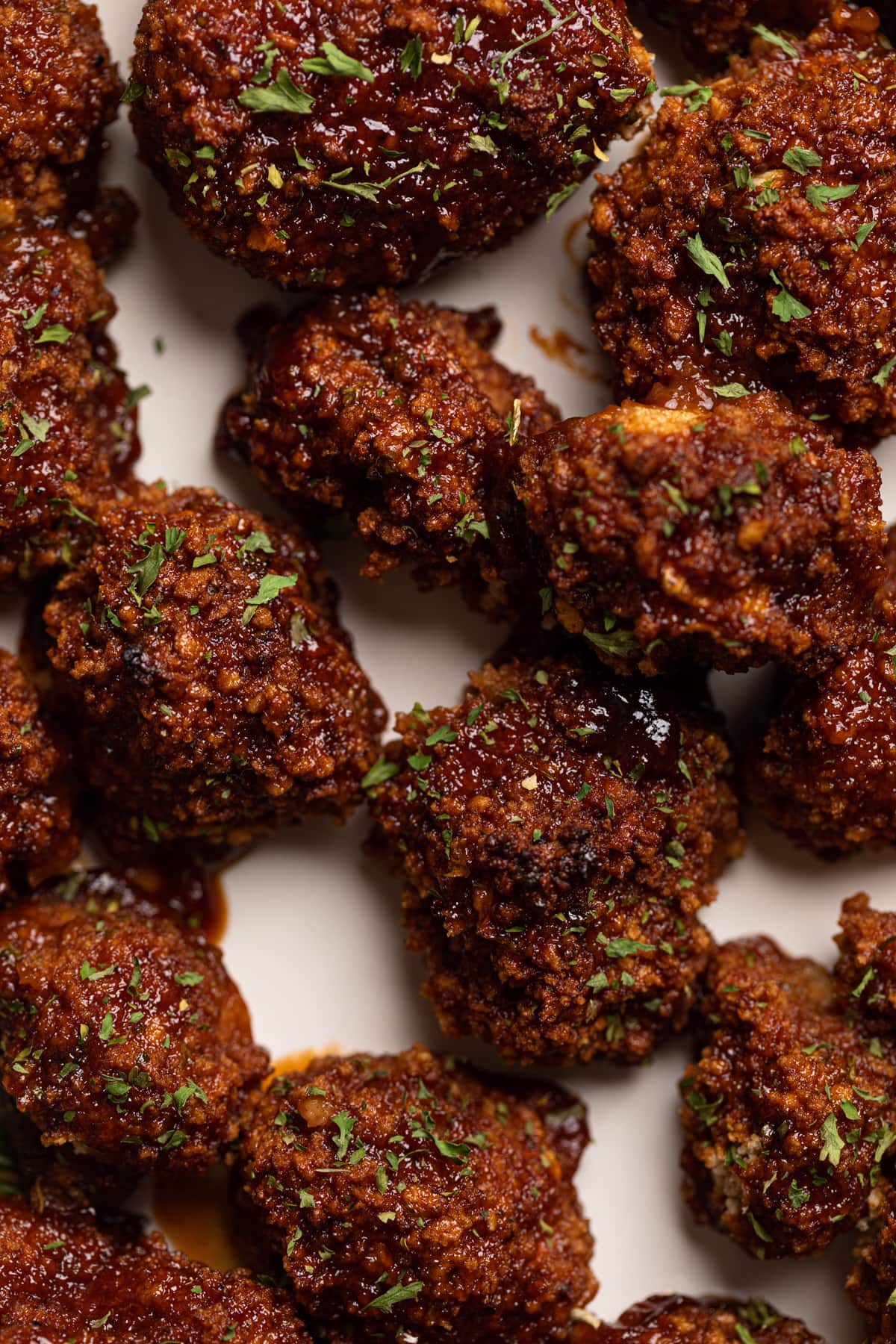 Closeup of barbeque Cauliflower Wings 