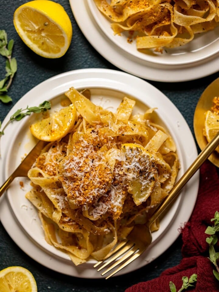 Plate of Lemon Brown Butter Pasta