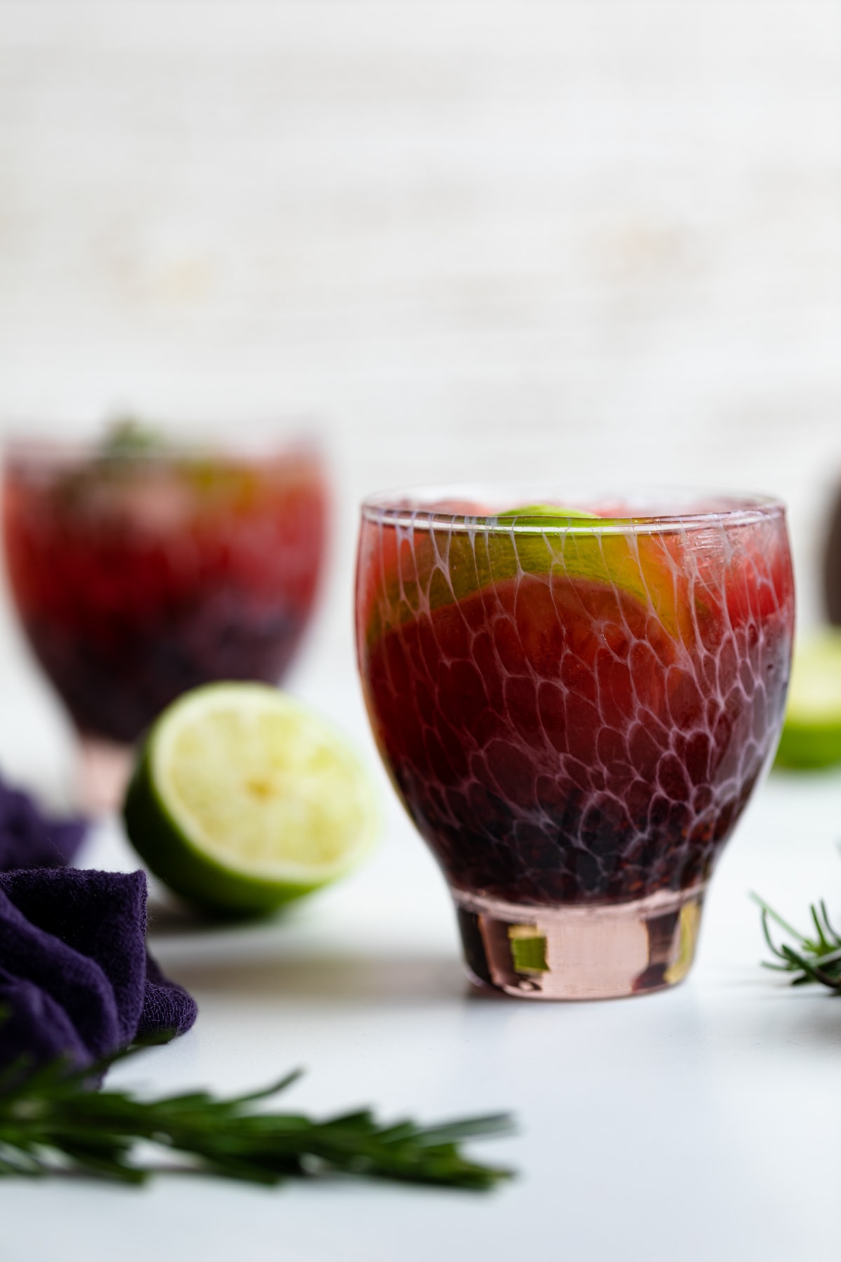 Lime wedge in a Blackberry Lime Mocktail