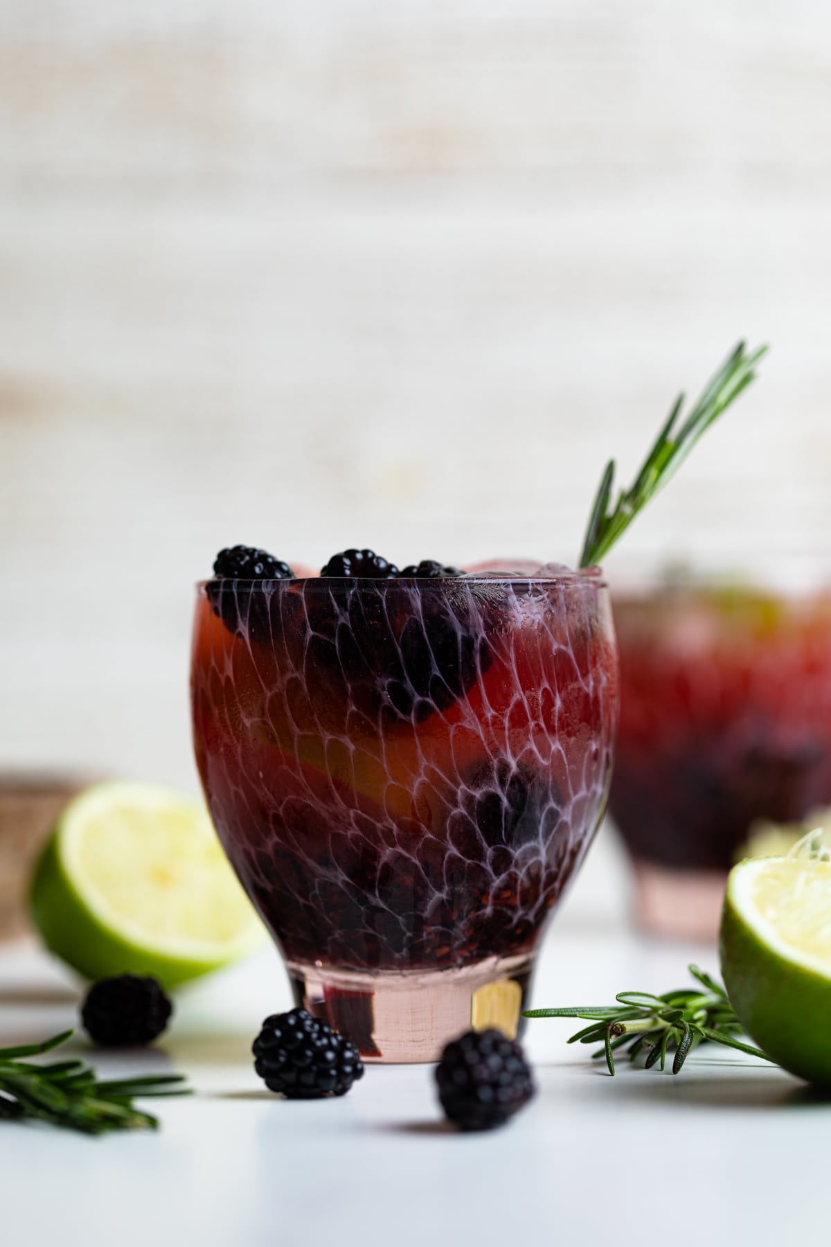 Blackberry Lime Mocktail topped with blackberries
