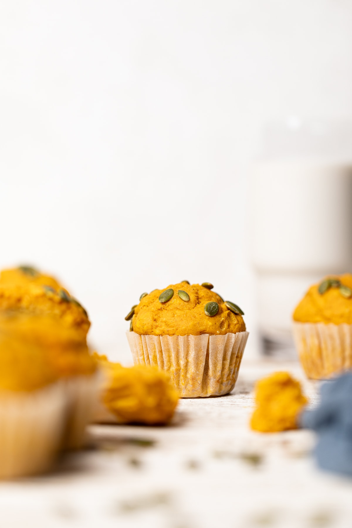 Vegan Pumpkin Spice Muffins on a white table