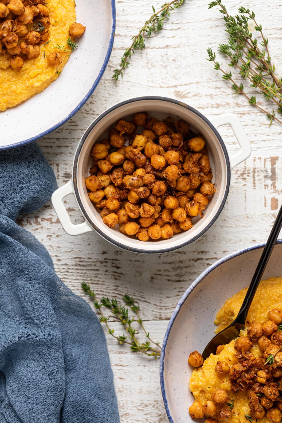 Cajun Sweet Potato Grits with Crispy Chickpeas