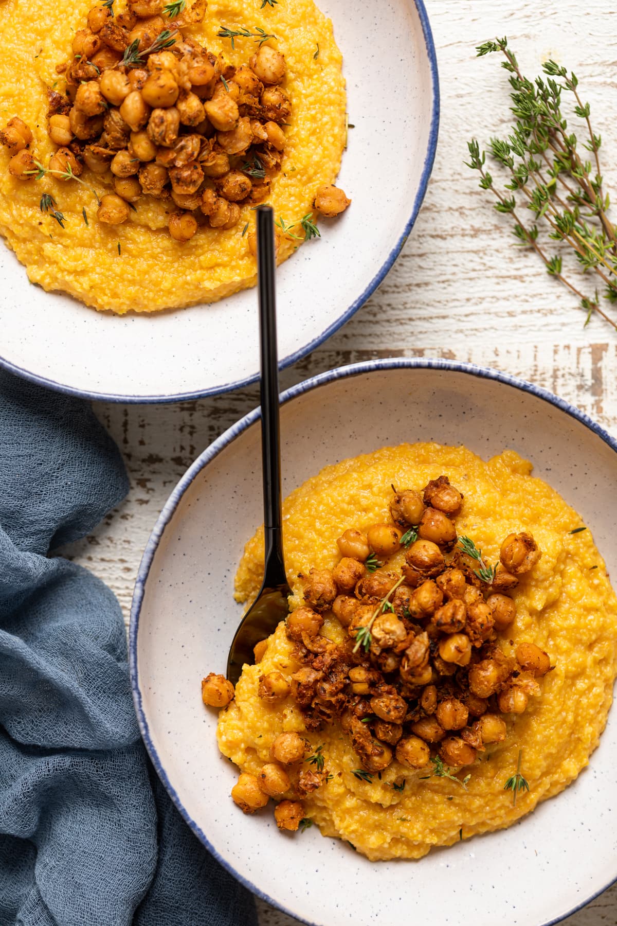 Cajun Sweet Potato Grits with Crispy Chickpeas