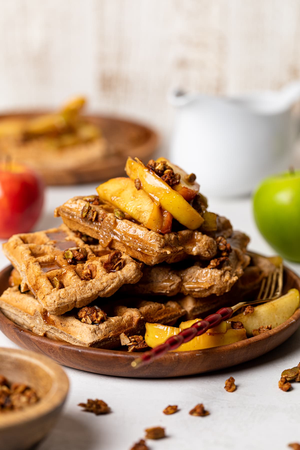 Stack of Apple Spice Cornmeal Waffles 