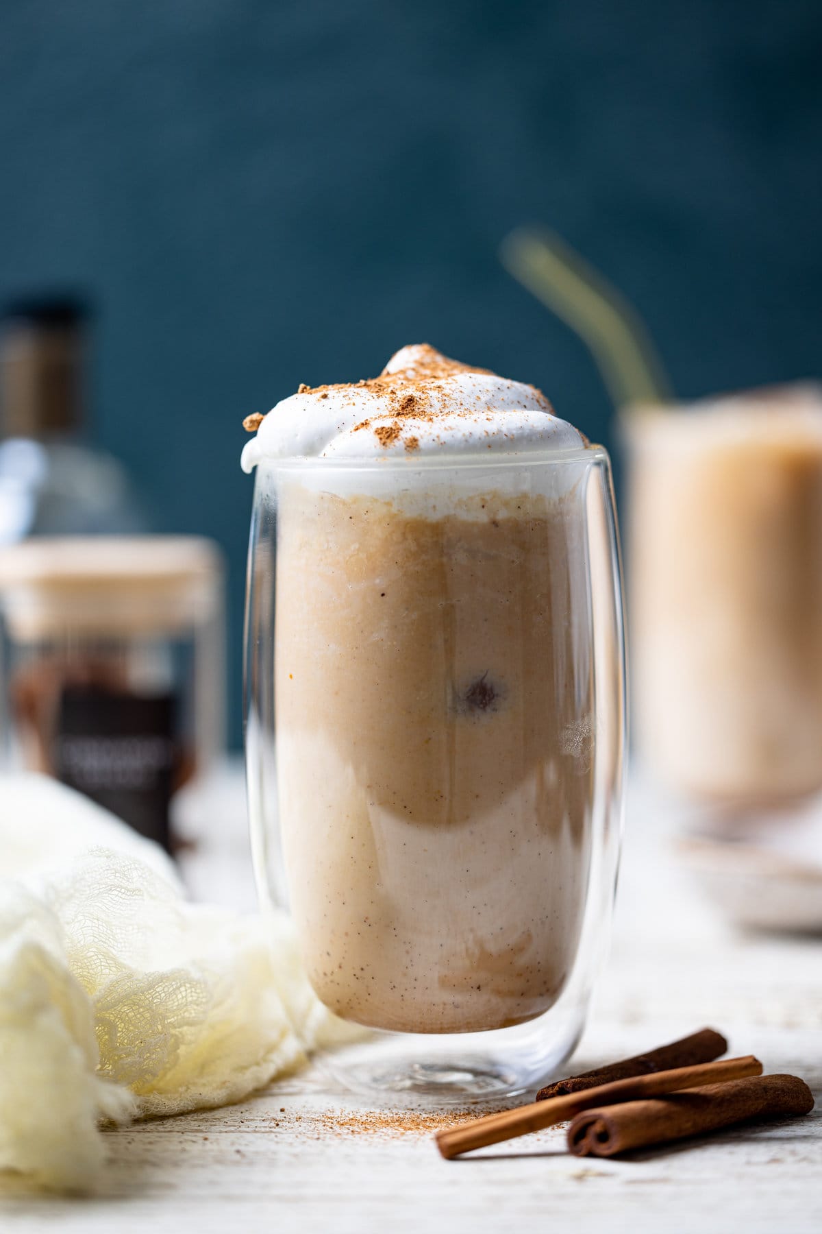 Glass of Dairy-Free Iced Pumpkin Spice Latte