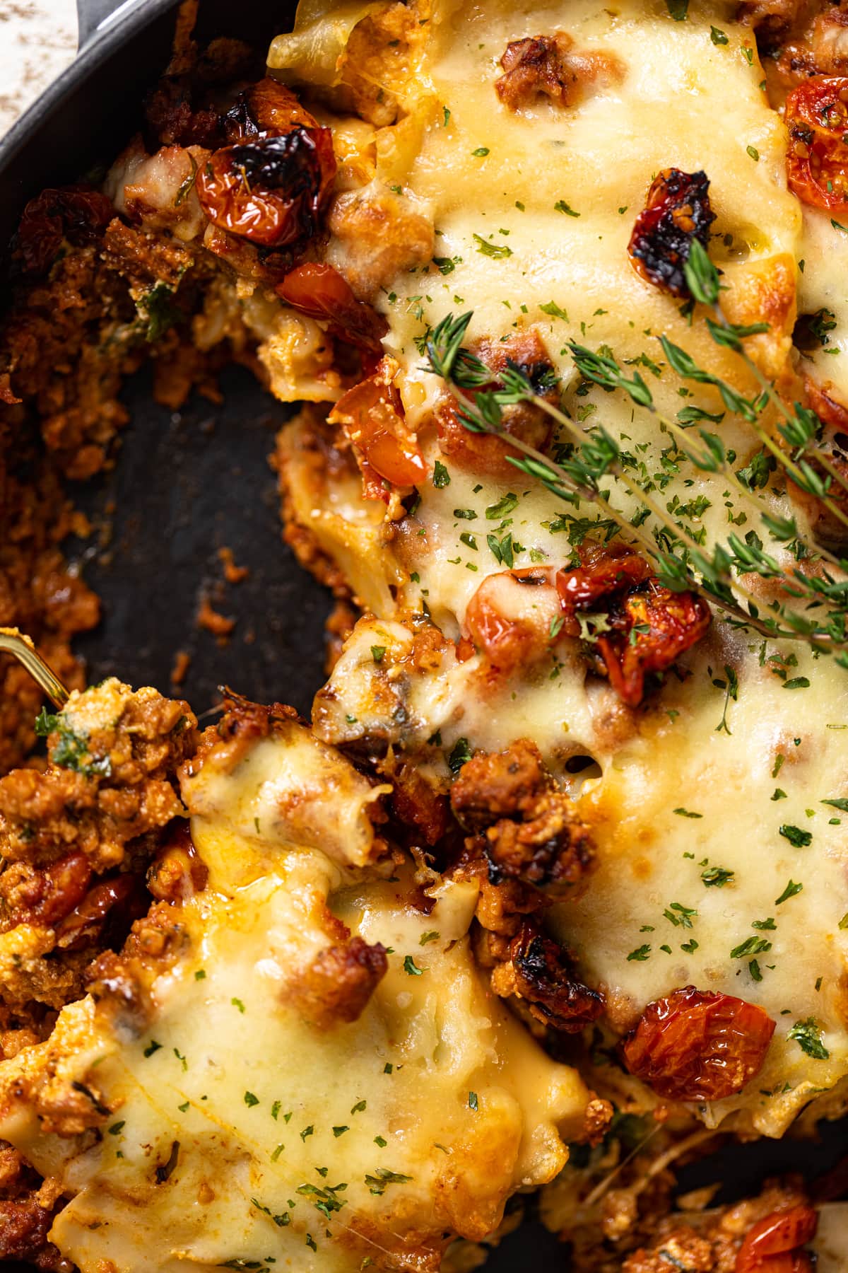 Closeup of Meatless Pumpkin Lasagna