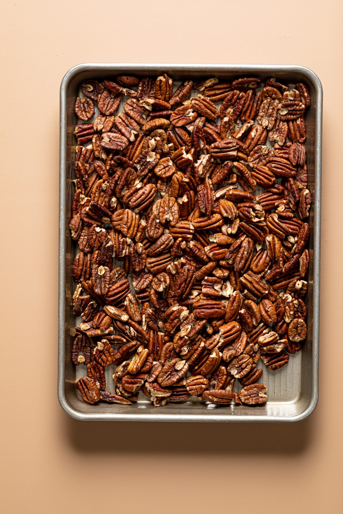 Pecans on a baking sheet