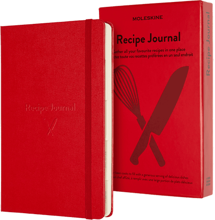 Red Moleskine recipe journal