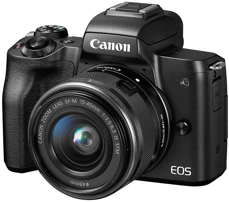 Closeup of a black Canon camera