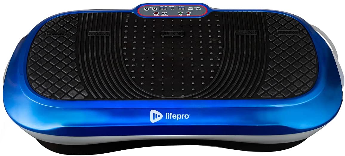 Blue and black lifepro vibration plate exercise machine