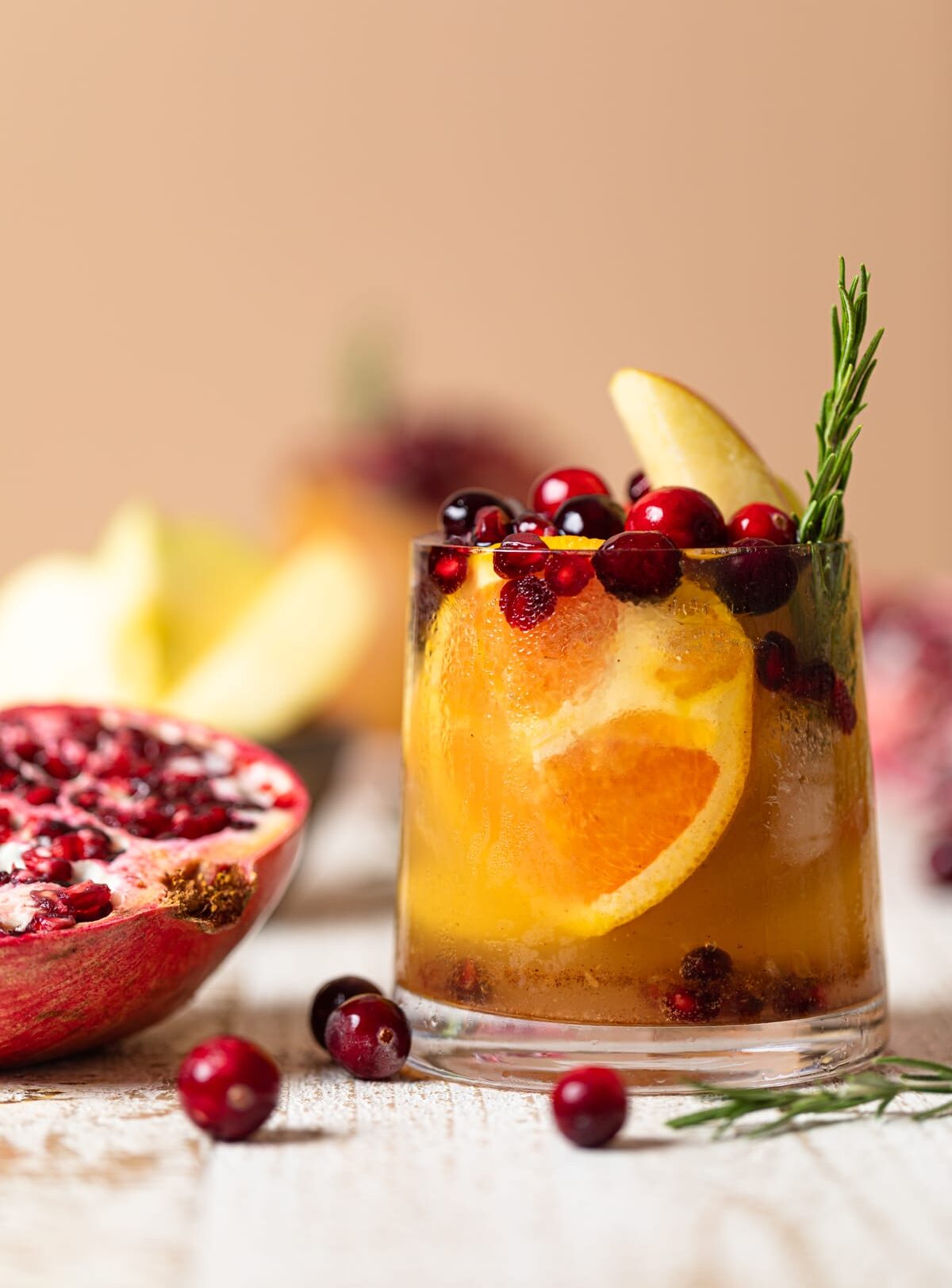 Closeup of a glass of Thanksgiving Punch Mocktail