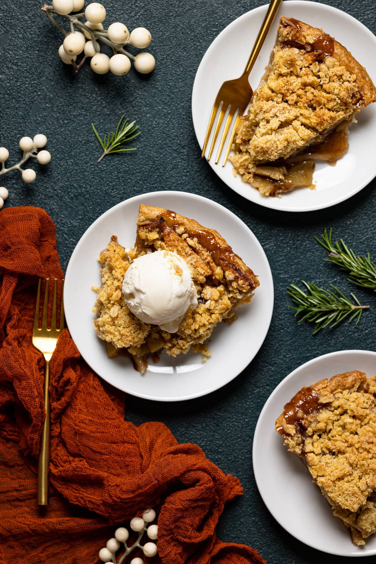 Slices of Dutch Apple Pie on plates