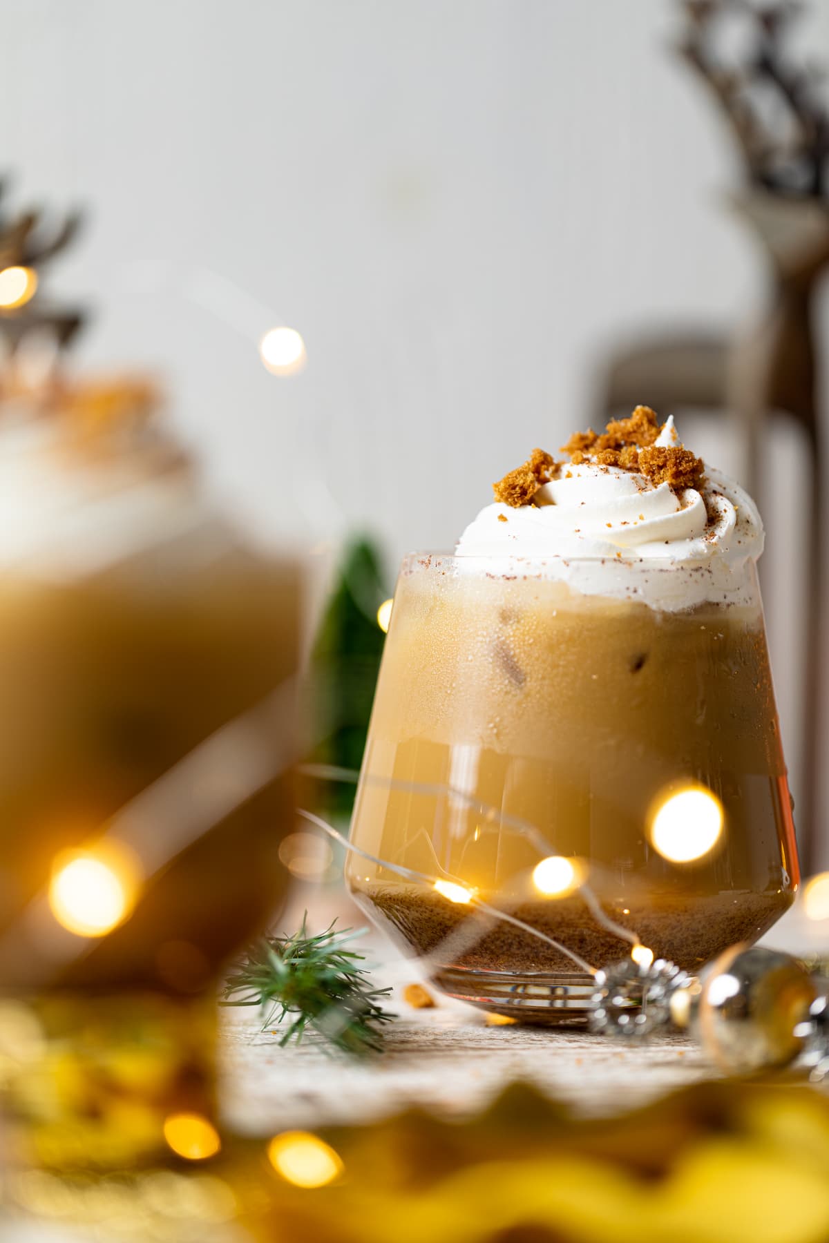 Gingerbread Eggnog Mocktail in a small glass