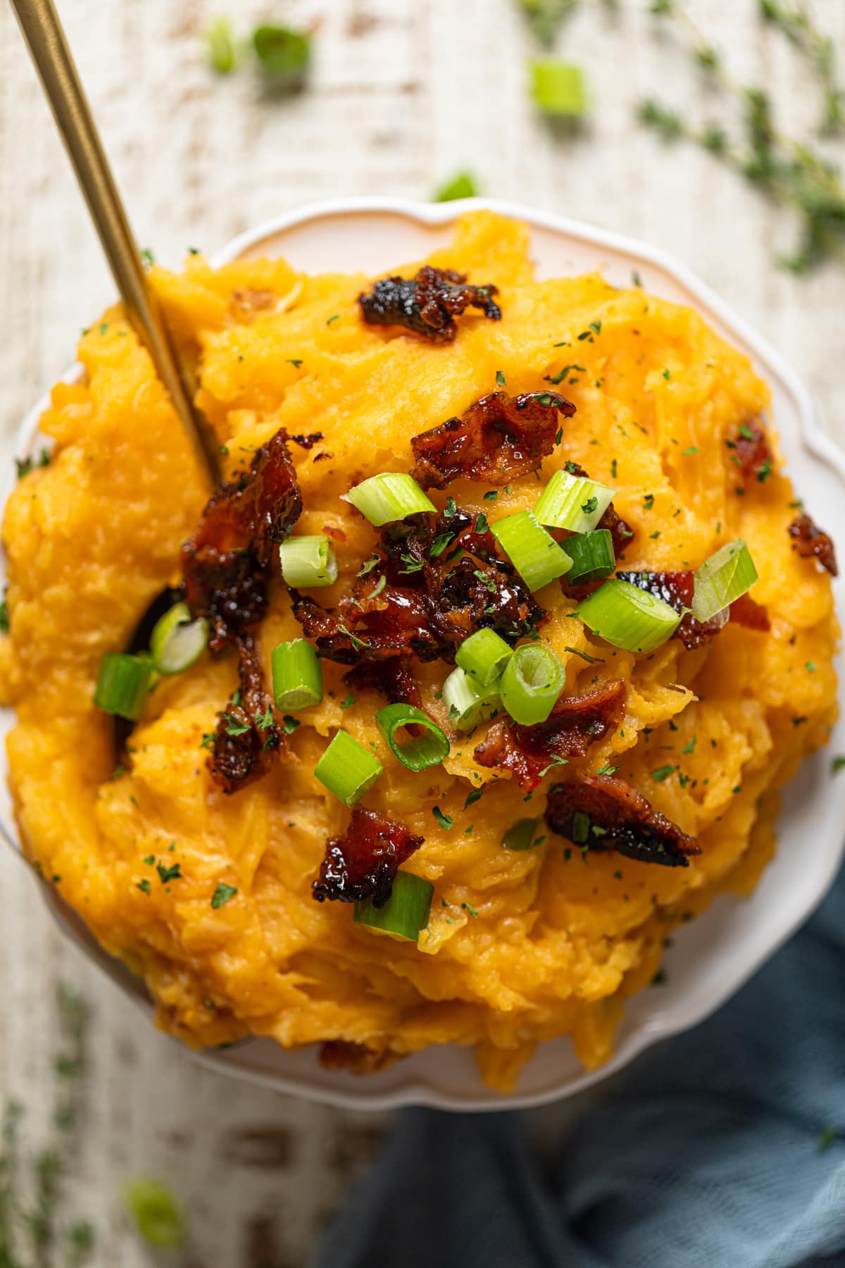 Closeup of Loaded Mashed Potatoes 