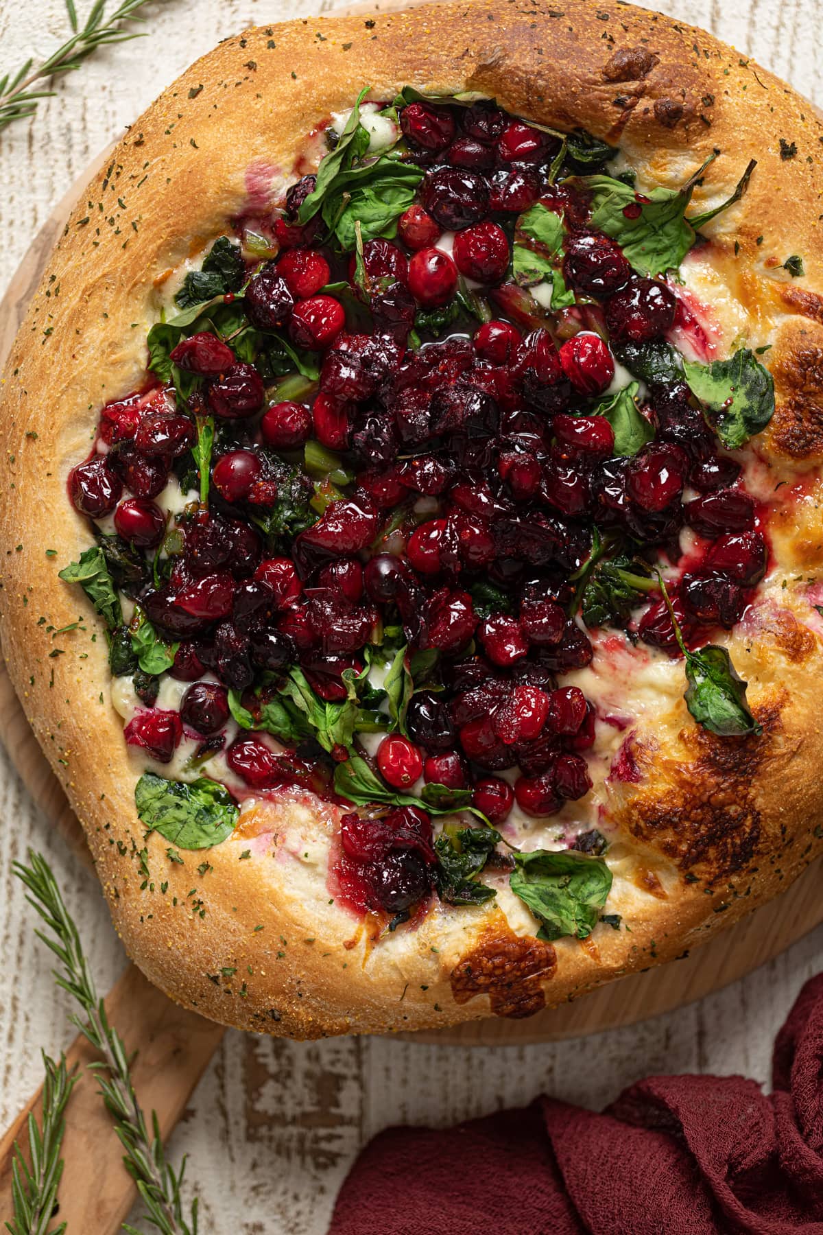 Thanksgiving Pizza on a wooden board