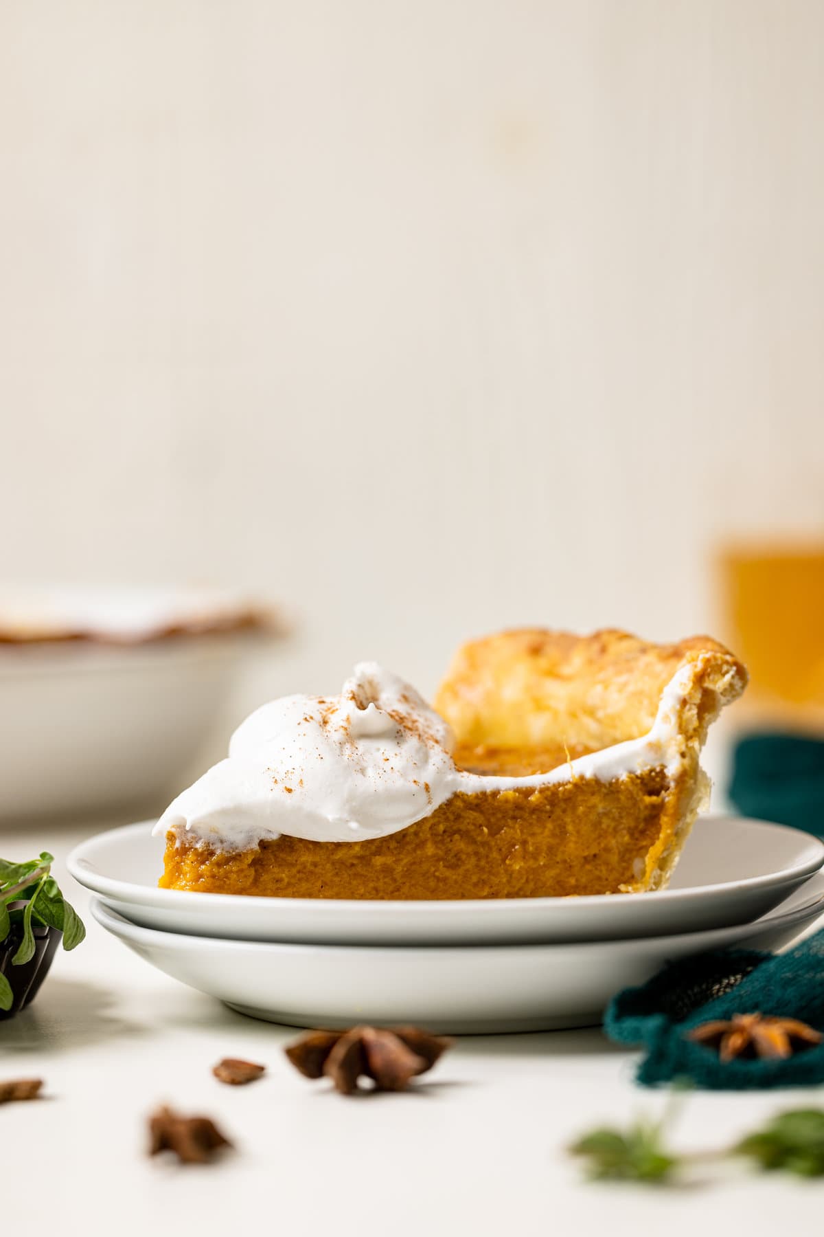 Slice of vegan Sweet Potato Pie on two plates