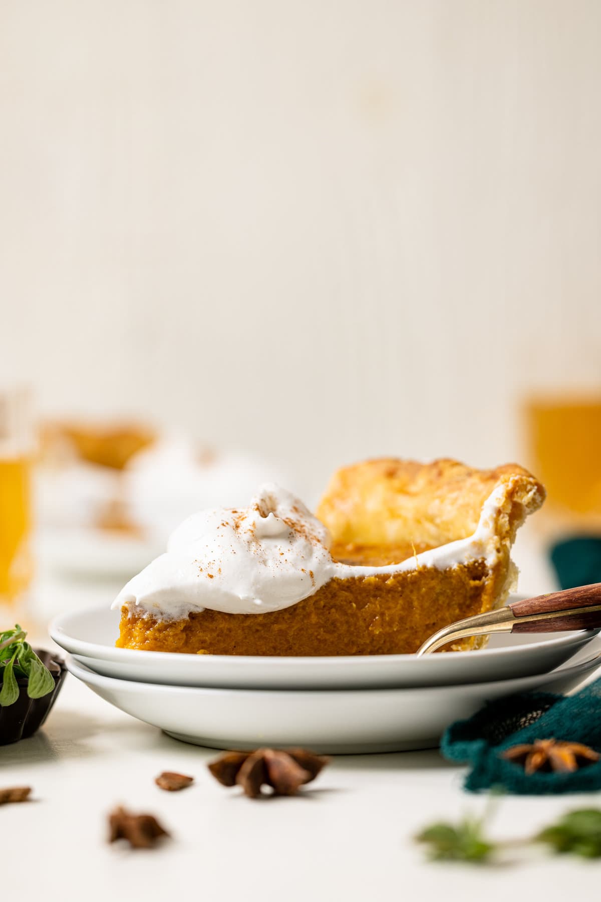 Slice of vegan Sweet Potato Pie on two plates