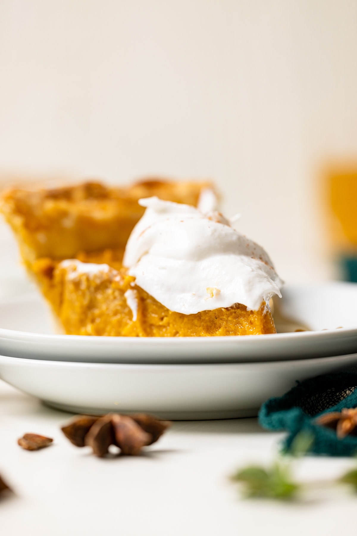 Closeup of a slice of Vegan Sweet Potato Pie