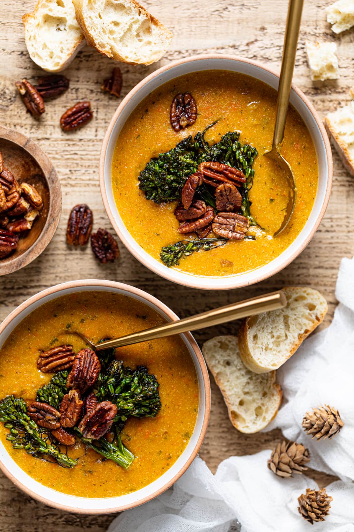 Bowl of plant-based Cheddar Carrot Apple Soup