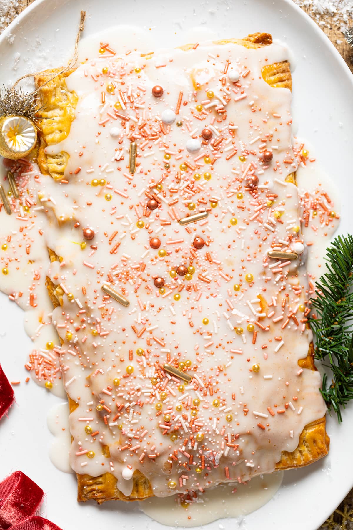 Whole Giant Orange Marmalade Pop Tart on a serving platter