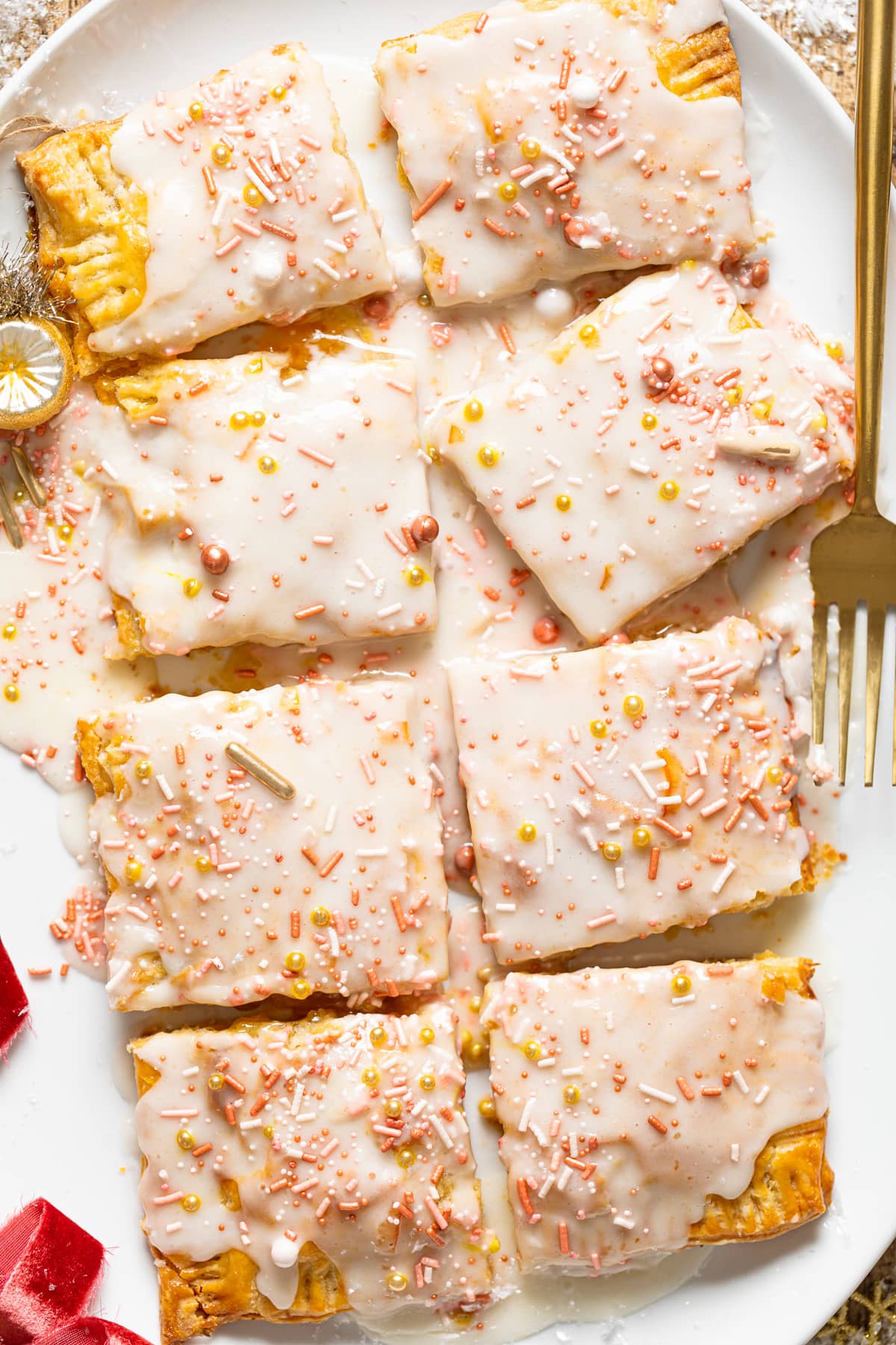 Sliced Giant Orange Marmalade Pop Tart with a fork