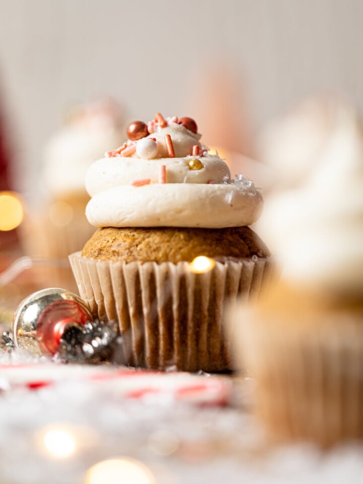 Gingerbread Cupcake piled high with Eggnog Frosting