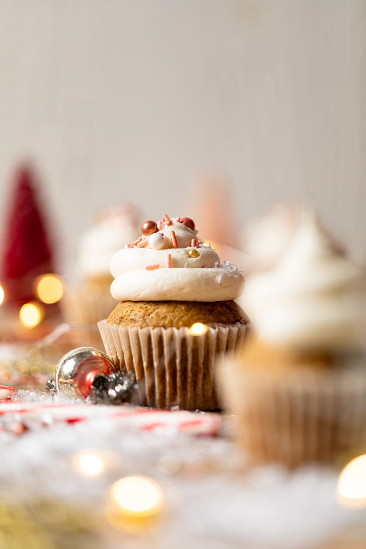 Gingerbread Cupcake piled high with Eggnog Frosting