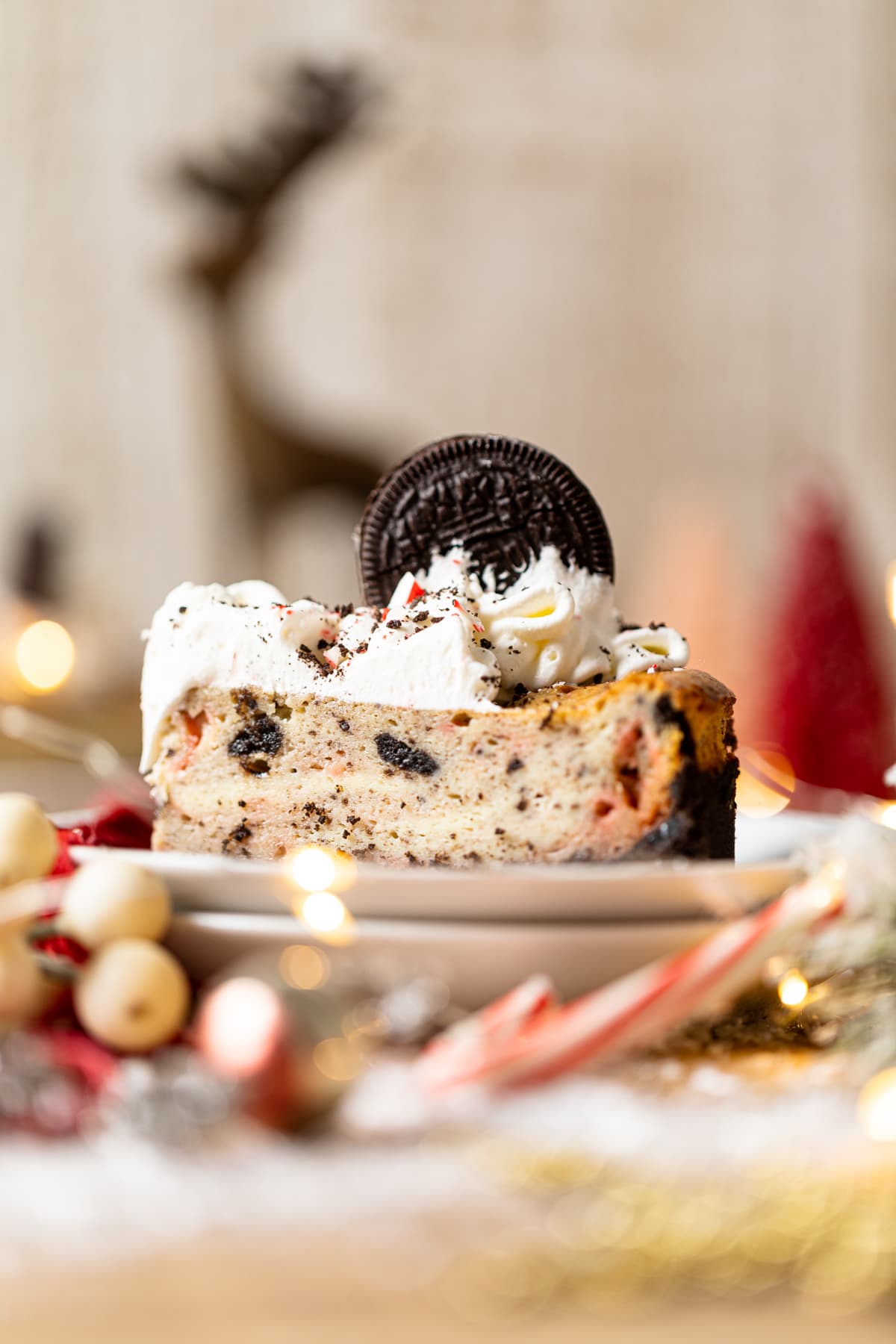 Slice of Peppermint Oreo Cheesecake