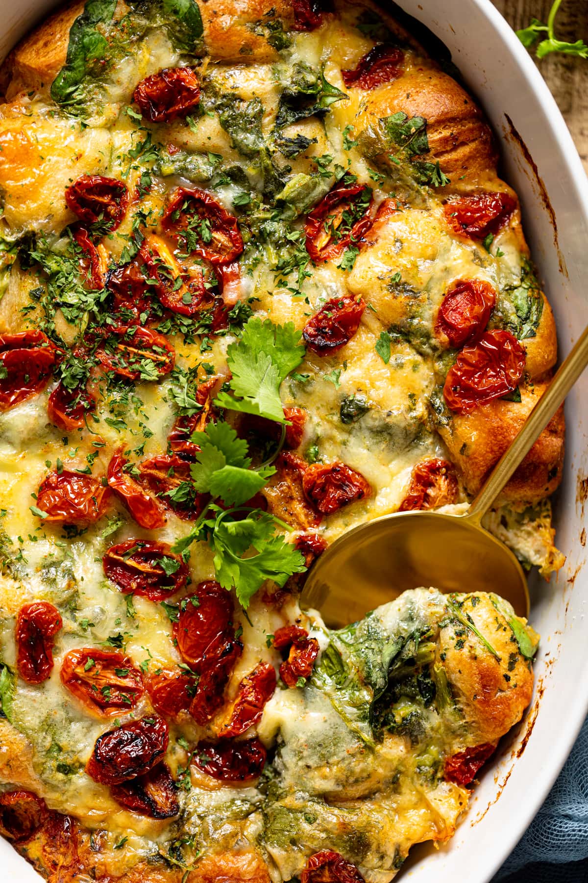 Closeup of a Veggie Breakfast Strata 