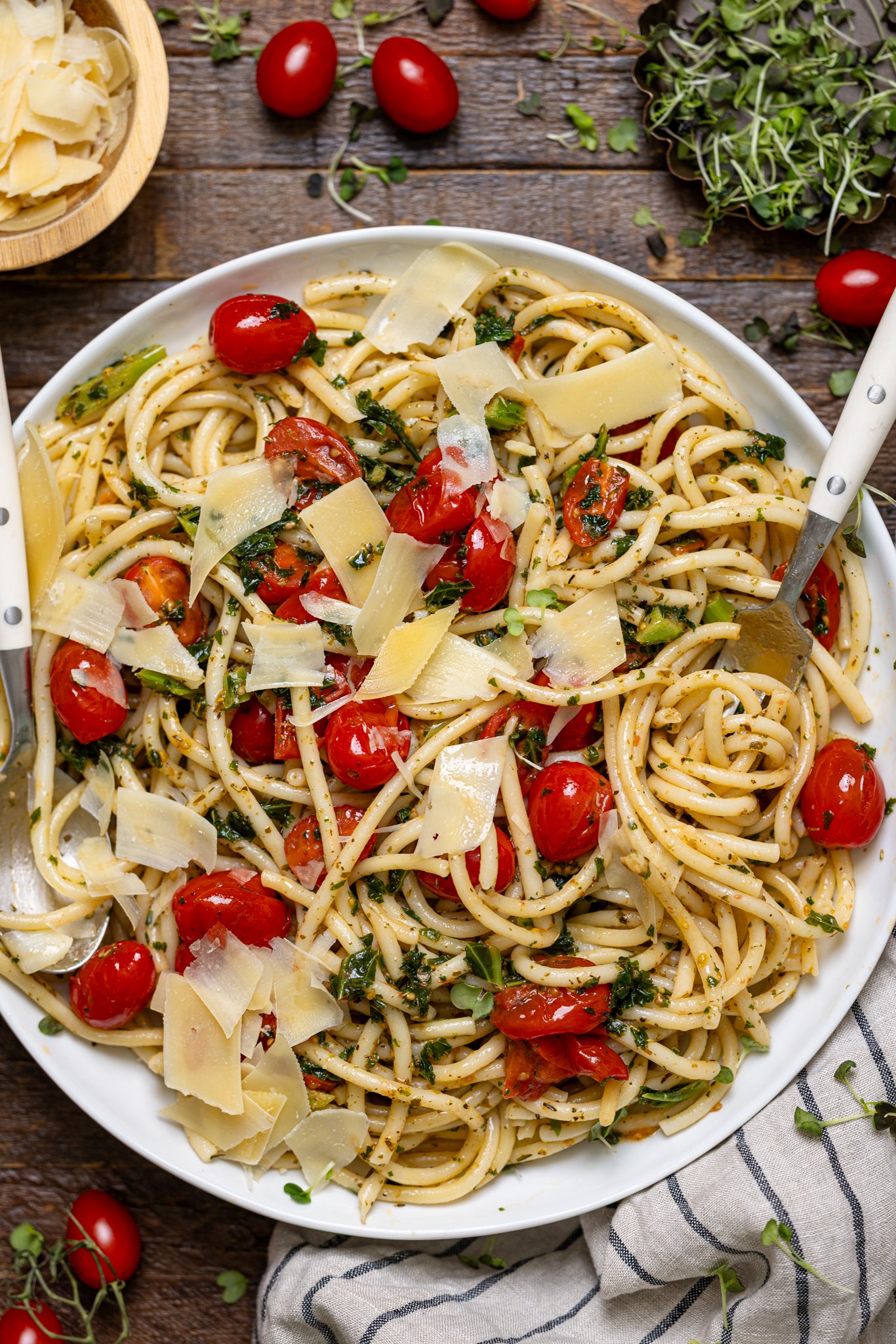 Easy Bruschetta Pasta with Parmesan